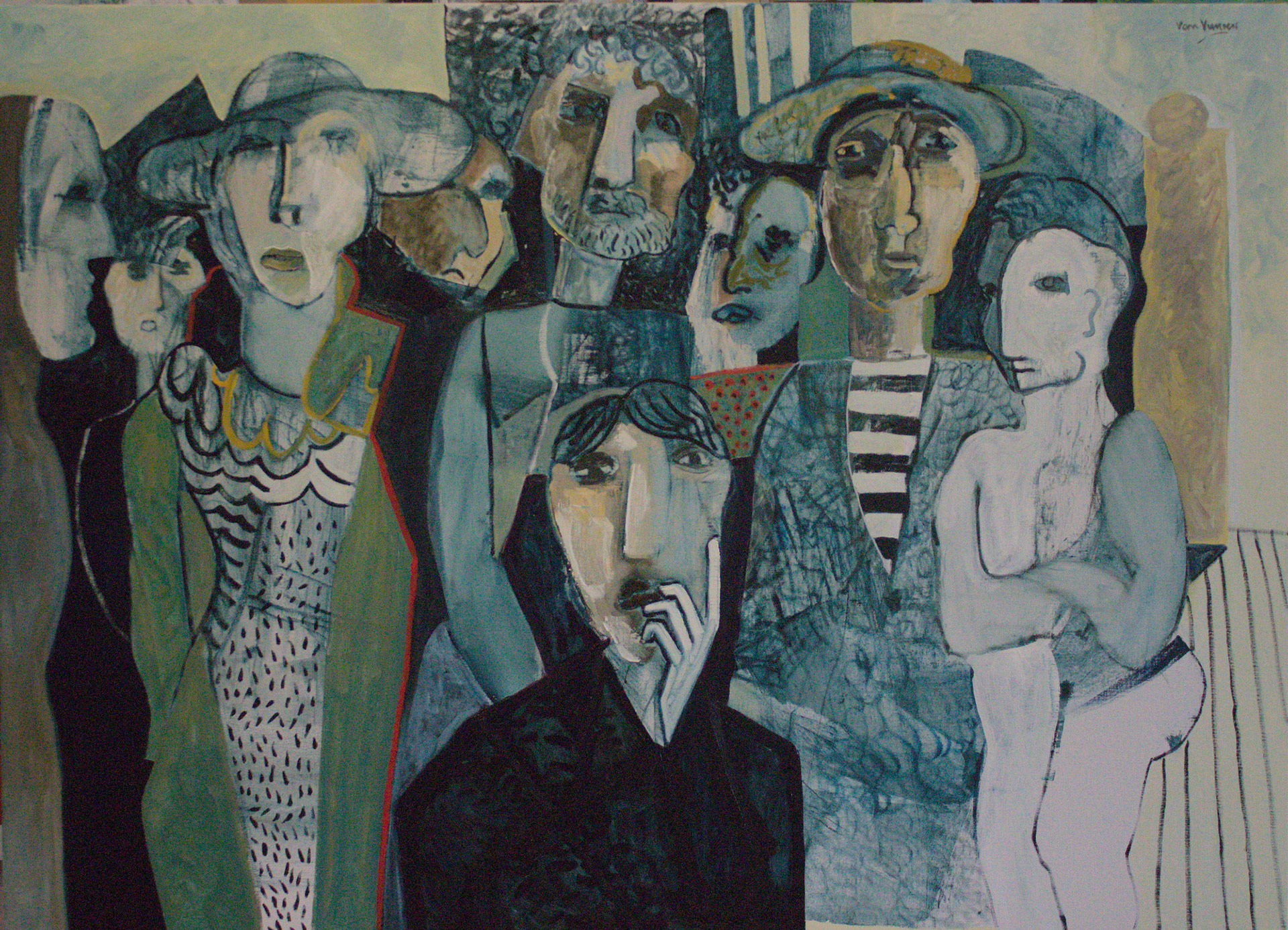group of nine (oil on belgian linen 130x180cms)