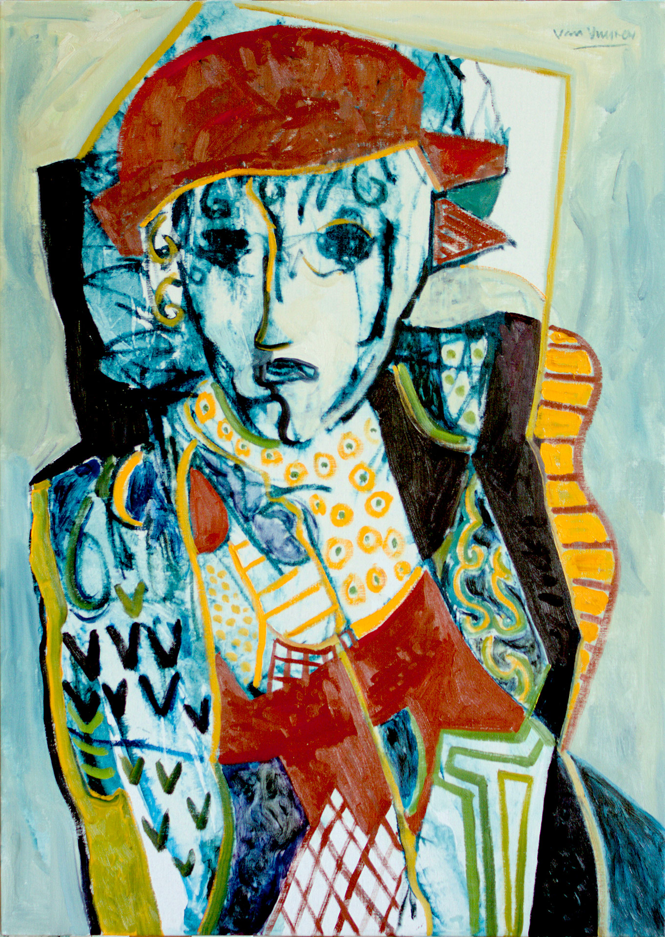 woman with a red hat (oil on linen 107x76cms)
