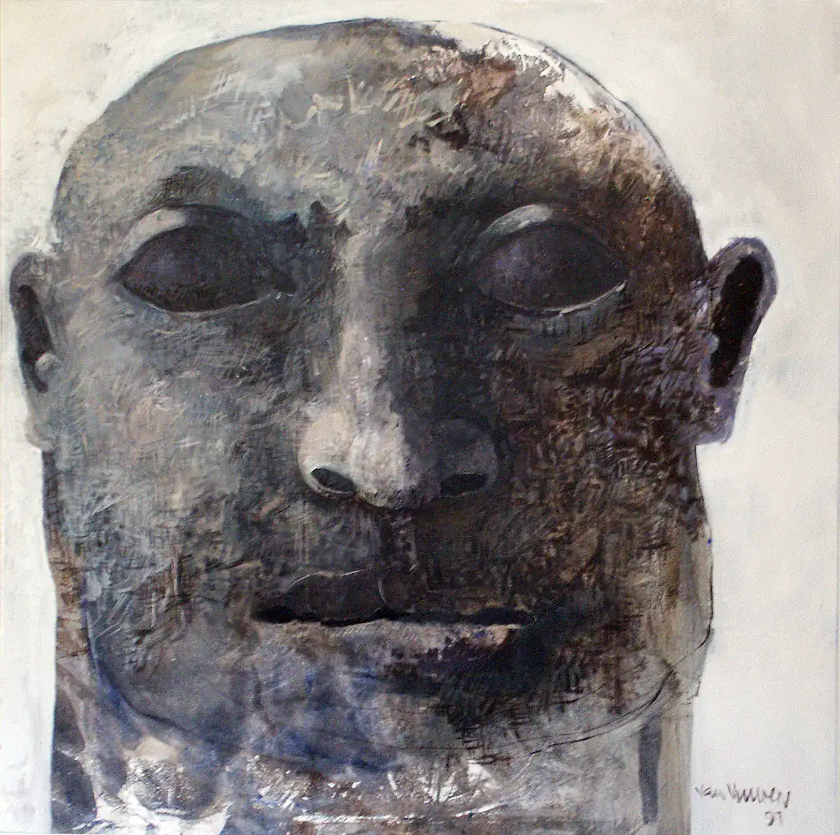 Stone Head 130x130cms Oil on canvas Copy Copy