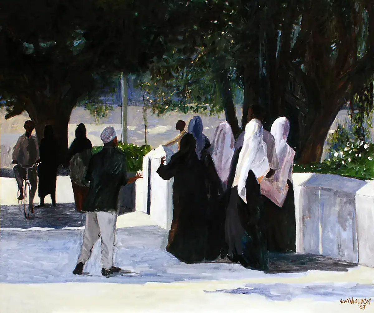 Women out on a stroll Zanzibar 150x130cm oil on linen Copy